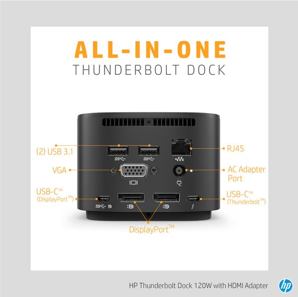 HP Thunderbolt Dock 120W mit HDMI-Adapter